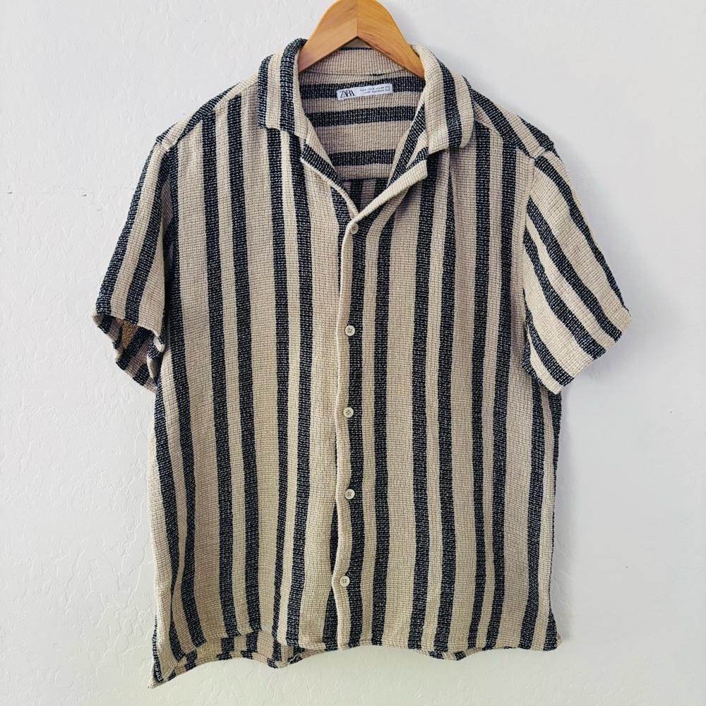 Zara Men’s Medium Casual Striped Button Down Shirt